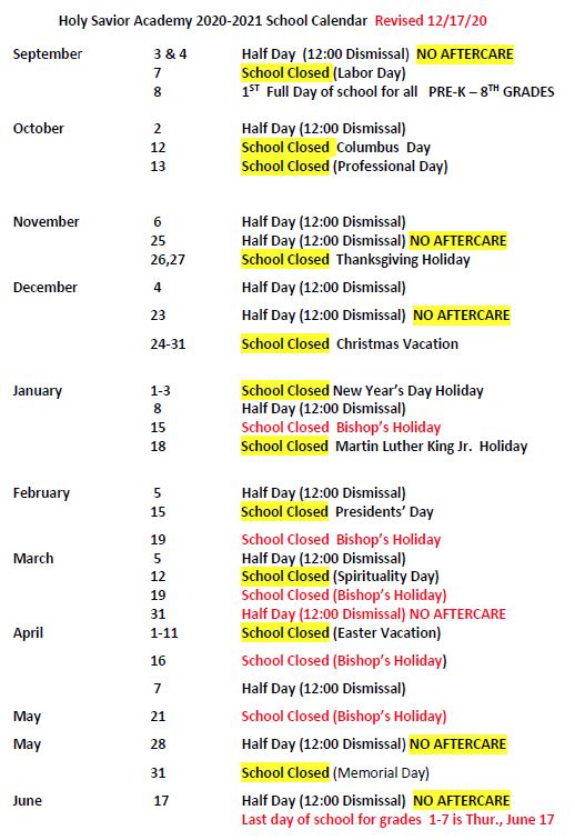 yearly-calendar – Holy Savior Academy